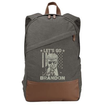 Let's Go Brandon US Flag Funny Donald Trump Cotton Canvas Backpack