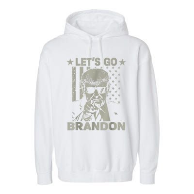 Let's Go Brandon US Flag Funny Donald Trump Garment-Dyed Fleece Hoodie