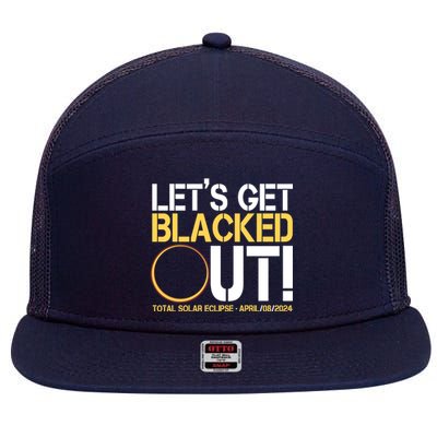 Lets Get Black Out Total Solar Eclipse April 08 2024 7 Panel Mesh Trucker Snapback Hat