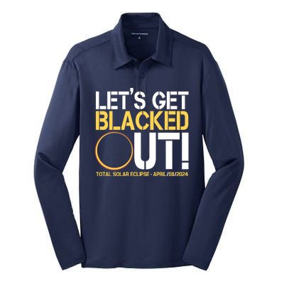 Lets Get Black Out Total Solar Eclipse April 08 2024 Silk Touch Performance Long Sleeve Polo