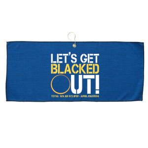 Lets Get Black Out Total Solar Eclipse April 08 2024 Large Microfiber Waffle Golf Towel