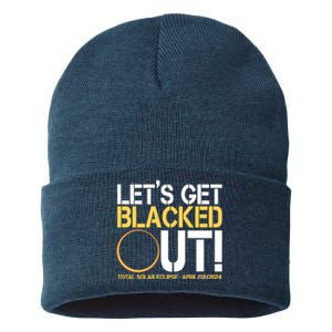 Lets Get Black Out Total Solar Eclipse April 08 2024 Sustainable Knit Beanie