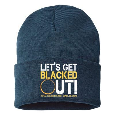 Lets Get Black Out Total Solar Eclipse April 08 2024 Sustainable Knit Beanie