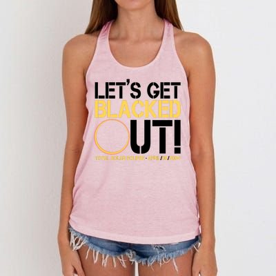 Lets Get Black Out Total Solar Eclipse April 08 2024 Women's Knotted Racerback Tank