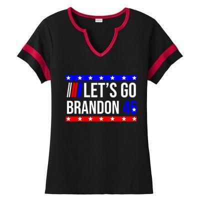 Let's Go Brandon 46 Conservative Anti Liberal Ladies Halftime Notch Neck Tee