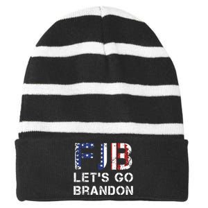 Let's Go Brandon Essential FJB Striped Beanie with Solid Band