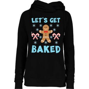 Lets Get Baked Ugly Christmas Sweaters Womens Funnel Neck Pullover Hood