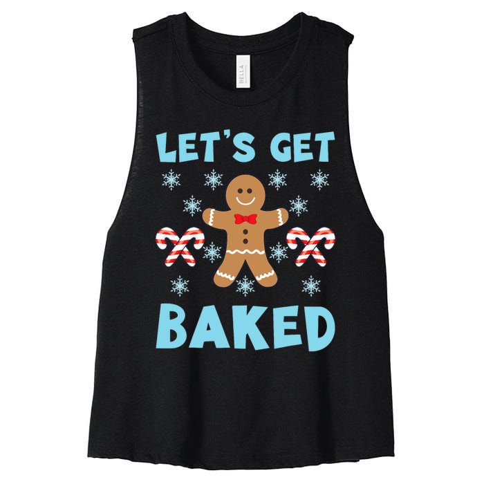 Lets Get Baked Ugly Christmas Sweaters Women's Racerback Cropped Tank