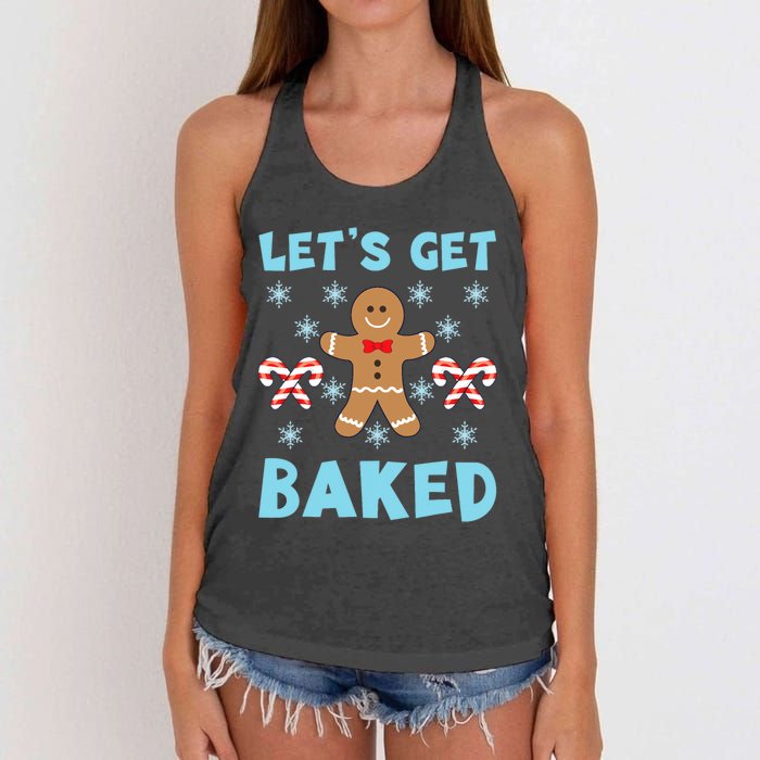 Lets Get Baked Ugly Christmas Sweaters Women's Knotted Racerback Tank