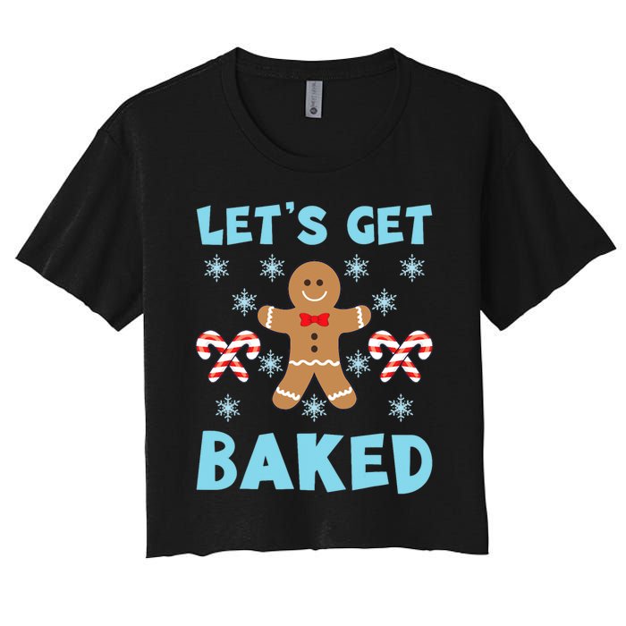 Lets Get Baked Ugly Christmas Sweaters Women's Crop Top Tee