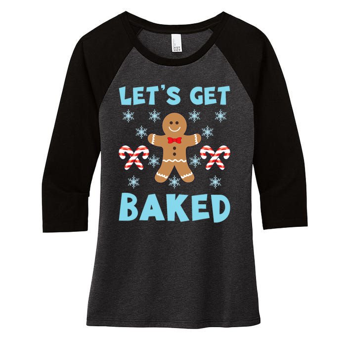 Lets Get Baked Ugly Christmas Sweaters Women's Tri-Blend 3/4-Sleeve Raglan Shirt