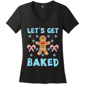 Lets Get Baked Ugly Christmas Sweaters Women's V-Neck T-Shirt