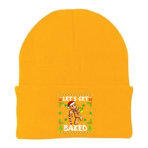 LetS Get Baked Gingerbread Man Weed Funny Christmas Cookie Knit Cap Winter Beanie