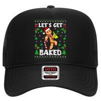 LetS Get Baked Gingerbread Man Weed Funny Christmas Cookie High Crown Mesh Back Trucker Hat