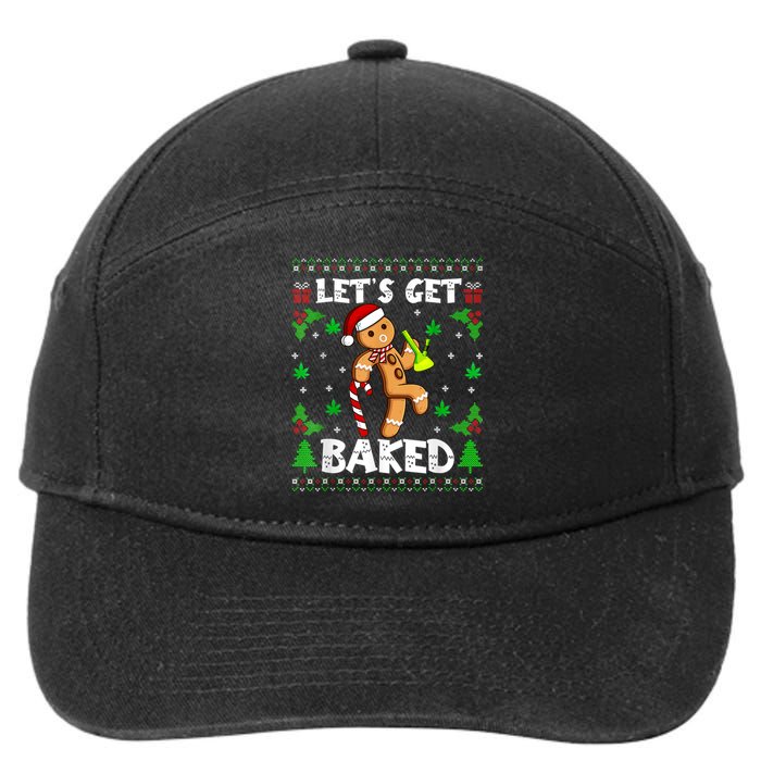 LetS Get Baked Gingerbread Man Weed Funny Christmas Cookie 7-Panel Snapback Hat