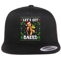 LetS Get Baked Gingerbread Man Weed Funny Christmas Cookie Flat Bill Trucker Hat