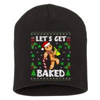 LetS Get Baked Gingerbread Man Weed Funny Christmas Cookie Short Acrylic Beanie