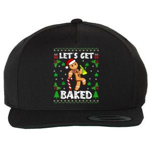 LetS Get Baked Gingerbread Man Weed Funny Christmas Cookie Wool Snapback Cap