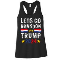 Lets Go Brandon Trump 2024 Anti Liberal Us Flag Women's Racerback Tank