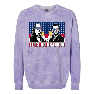 Let's Go Brandon FJB Abe Lincoln George Washington Colorblast Crewneck Sweatshirt