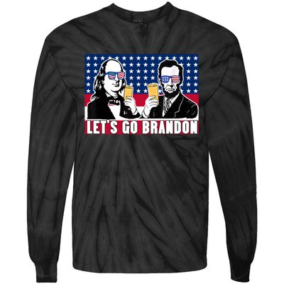 Let's Go Brandon FJB Abe Lincoln George Washington Tie-Dye Long Sleeve Shirt