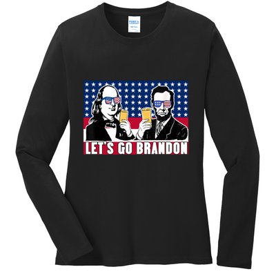 Let's Go Brandon FJB Abe Lincoln George Washington Ladies Long Sleeve Shirt