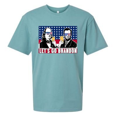 Let's Go Brandon FJB Abe Lincoln George Washington Sueded Cloud Jersey T-Shirt