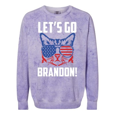 Let’s Go Brandon Cat Conservative American Flag Colorblast Crewneck Sweatshirt