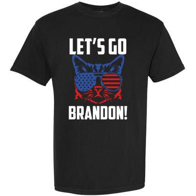 Let’s Go Brandon Cat Conservative American Flag Garment-Dyed Heavyweight T-Shirt