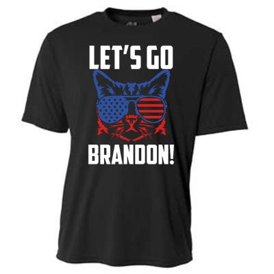 Let’s Go Brandon Cat Conservative American Flag Cooling Performance Crew T-Shirt