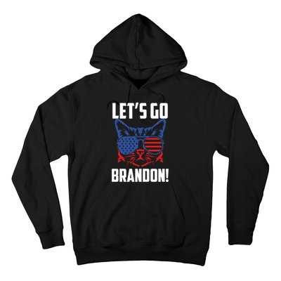 Let’s Go Brandon Cat Conservative American Flag Hoodie