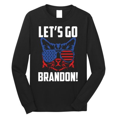 Let’s Go Brandon Cat Conservative American Flag Long Sleeve Shirt