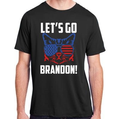 Let’s Go Brandon Cat Conservative American Flag Adult ChromaSoft Performance T-Shirt