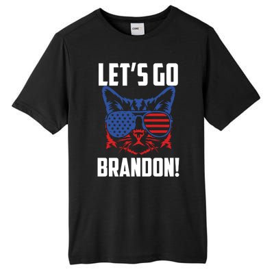 Let’s Go Brandon Cat Conservative American Flag Tall Fusion ChromaSoft Performance T-Shirt