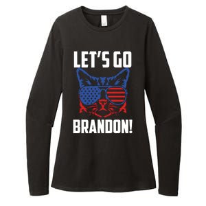 Let’s Go Brandon Cat Conservative American Flag Womens CVC Long Sleeve Shirt