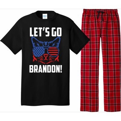 Let’s Go Brandon Cat Conservative American Flag Pajama Set