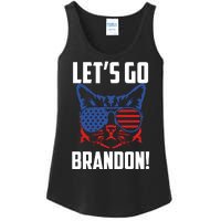 Let’s Go Brandon Cat Conservative American Flag Ladies Essential Tank