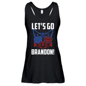 Let’s Go Brandon Cat Conservative American Flag Ladies Essential Flowy Tank