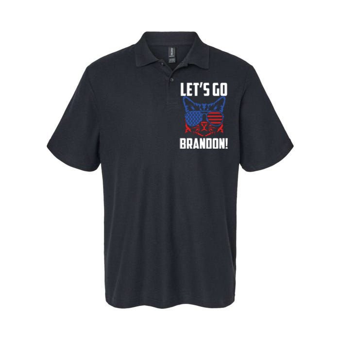 Let’s Go Brandon Cat Conservative American Flag Softstyle Adult Sport Polo