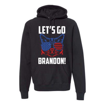 Let’s Go Brandon Cat Conservative American Flag Premium Hoodie