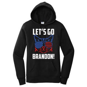 Let’s Go Brandon Cat Conservative American Flag Women's Pullover Hoodie