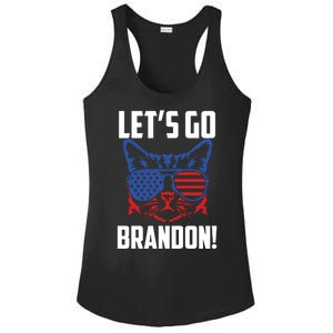 Let’s Go Brandon Cat Conservative American Flag Ladies PosiCharge Competitor Racerback Tank