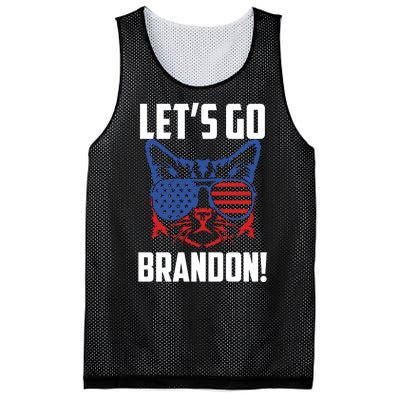 Let’s Go Brandon Cat Conservative American Flag Mesh Reversible Basketball Jersey Tank