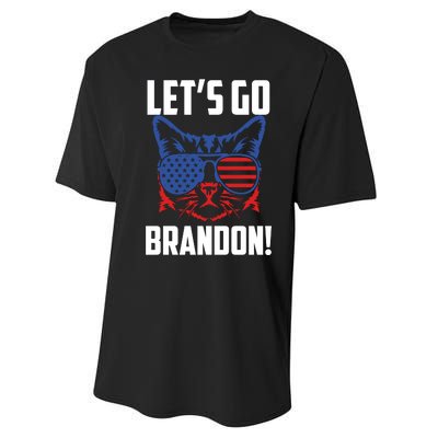 Let’s Go Brandon Cat Conservative American Flag Performance Sprint T-Shirt