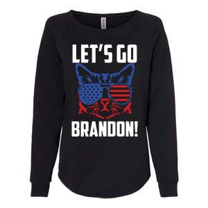 Let’s Go Brandon Cat Conservative American Flag Womens California Wash Sweatshirt