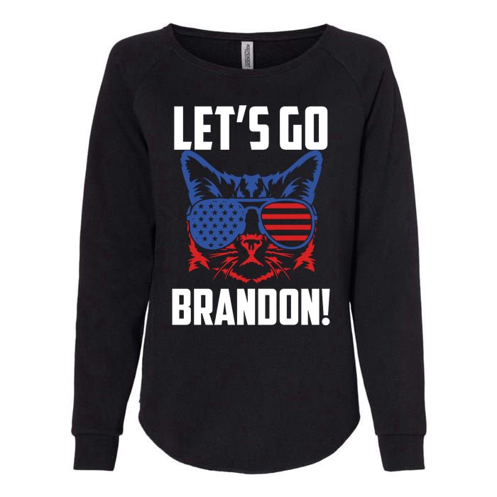 Let’s Go Brandon Cat Conservative American Flag Womens California Wash Sweatshirt