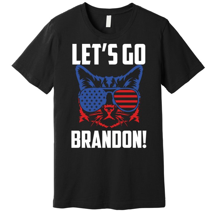 Let’s Go Brandon Cat Conservative American Flag Premium T-Shirt