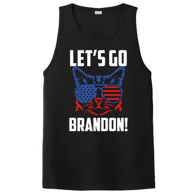 Let’s Go Brandon Cat Conservative American Flag PosiCharge Competitor Tank