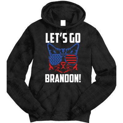 Let’s Go Brandon Cat Conservative American Flag Tie Dye Hoodie