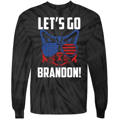 Let’s Go Brandon Cat Conservative American Flag Tie-Dye Long Sleeve Shirt